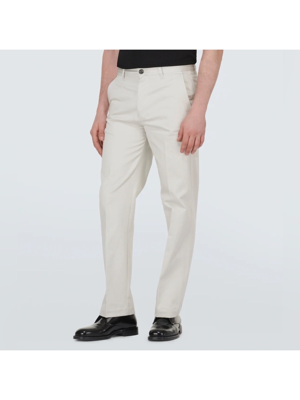 AMI Alexandre Mattiussi Straight-Fit Trousers Pants in Off-White, Size L, NEW
